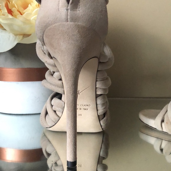 Brand New Giuseppe Zanotti Strappy Suede 110mm Sandals Heels Blush - Picture 9 of 12